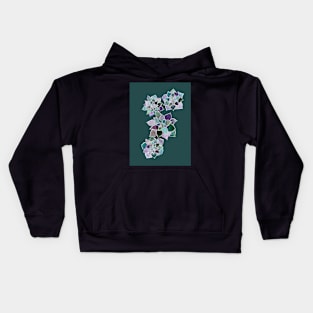 Succulents in Watercolor with a dark turquoise background Kids Hoodie